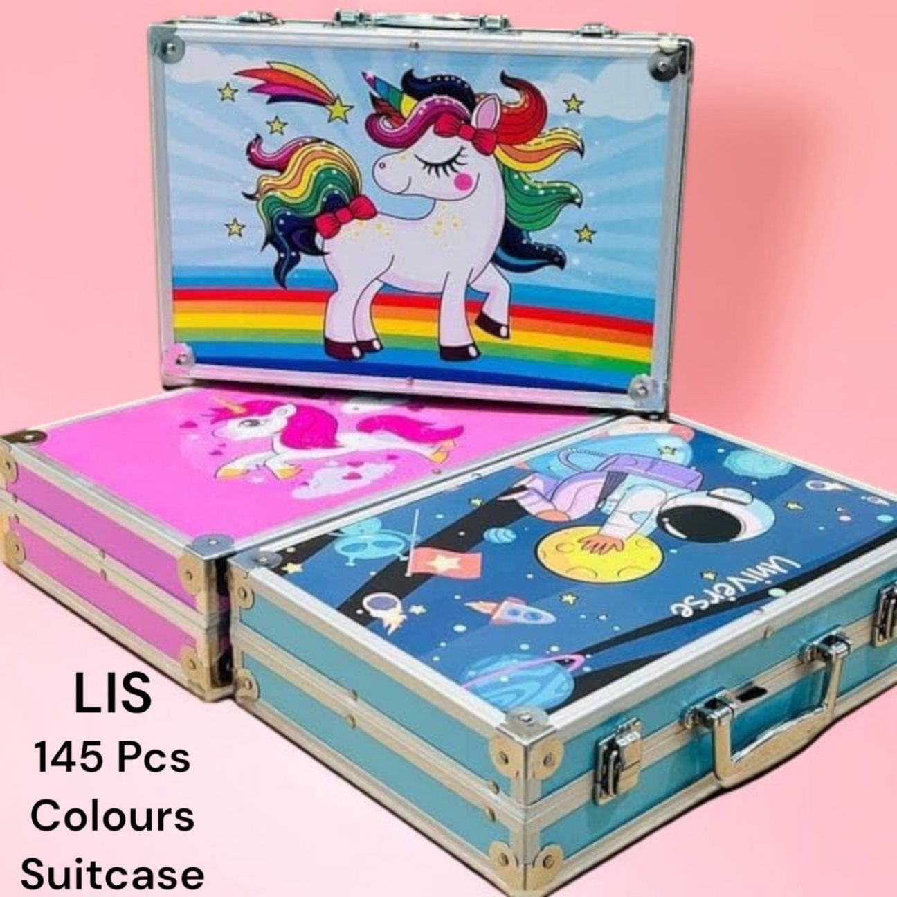 Unicorn Art & Craft Painting Box, Big Coloring Suitcase Multiple 145 Color Kit, Professional Drawing Water Color Pencils, Oil Pastel, Sketches & Acrylic Paint Brush for Girls and Boys
