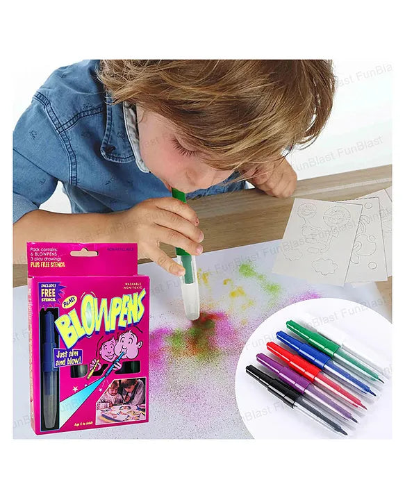Magical Coloring Spray Blow Pens for Kids Pack of 6