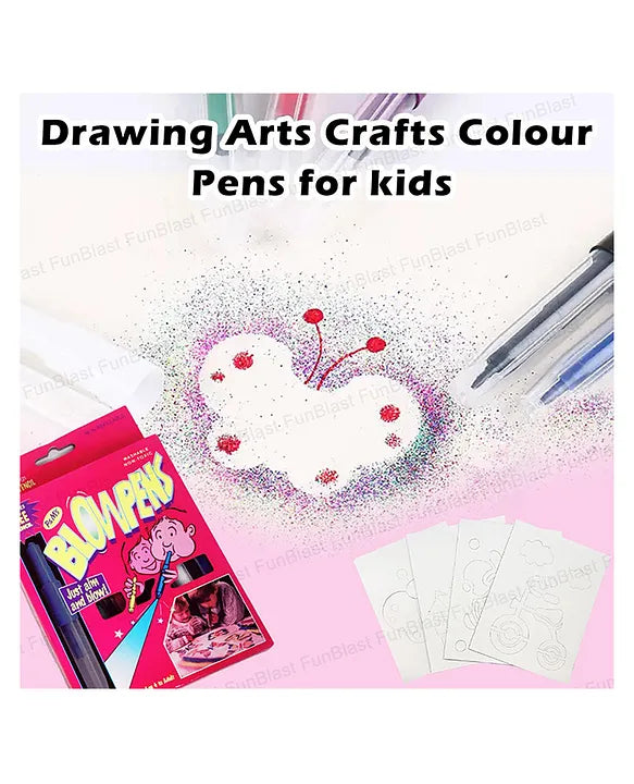 Magical Coloring Spray Blow Pens for Kids Pack of 6