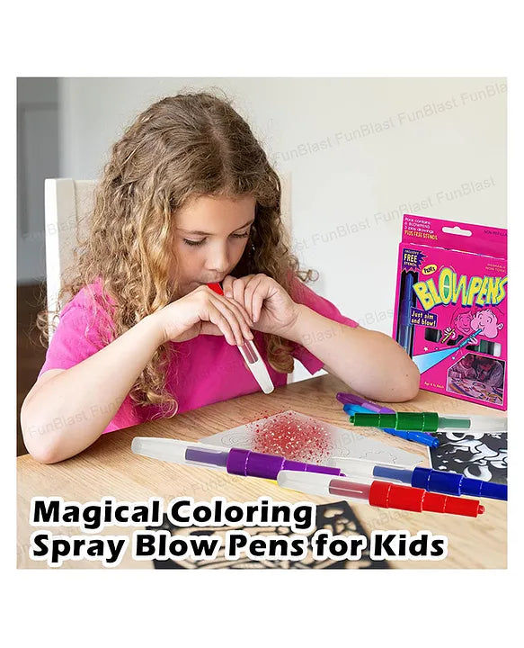 Magical Coloring Spray Blow Pens for Kids Pack of 6