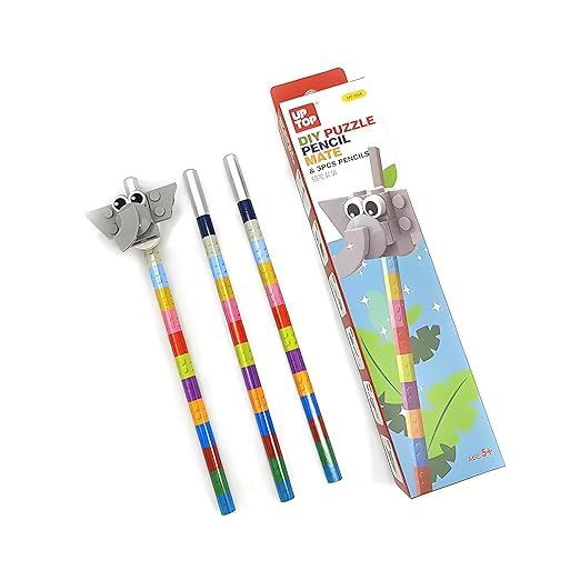 Puzzle Pencil Mate Educational fun with Ruler Scale and Pencil 2 in 1 Combo Stationery set For Kids | DIY Puzzle Ruler with 3 Pencil for Boys & Girls