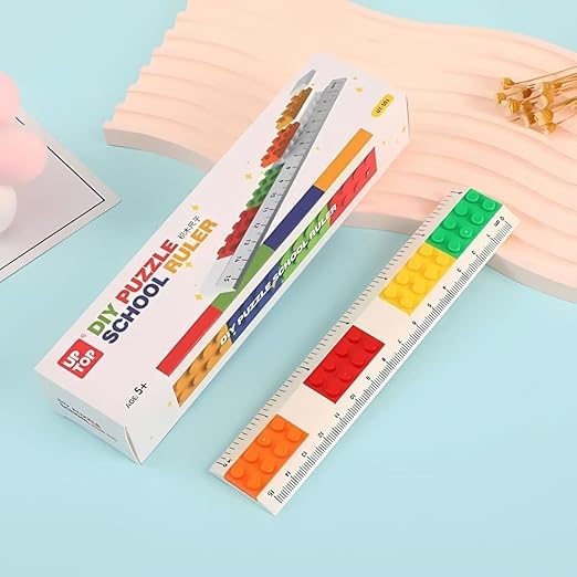 Puzzle Pencil Mate Educational fun with Ruler Scale and Pencil 2 in 1 Combo Stationery set For Kids | DIY Puzzle Ruler with 3 Pencil for Boys & Girls