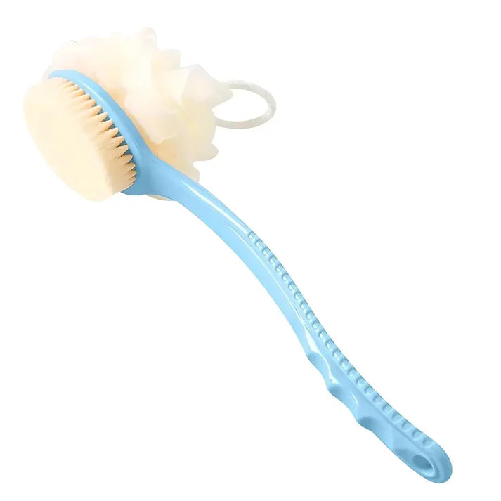 long handle 2 in 1 bath brush with loofah