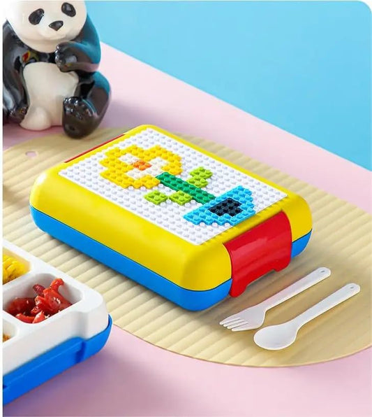 Building Block Lunch Box DIY Your Own Pattern Leak Proof Bento Box 1100ml Capacity 500Pcs Bricks Easy to Open School Lunch Box