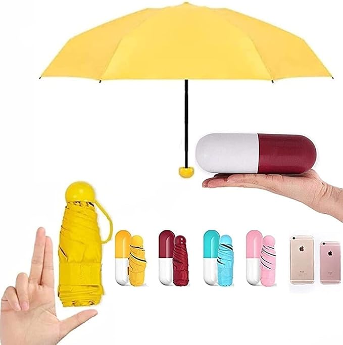 Portable Mini Umbrella for Women Pocket Umbrella for Men Capsule Umbrella for Kids Bottle Umbrella for Sun Protection Sun Umbrella for Women Big Umbrella for Rain (RANDOM COLOR)