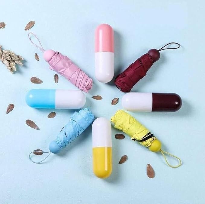 Portable Mini Umbrella for Women Pocket Umbrella for Men Capsule Umbrella for Kids Bottle Umbrella for Sun Protection Sun Umbrella for Women Big Umbrella for Rain (RANDOM COLOR)