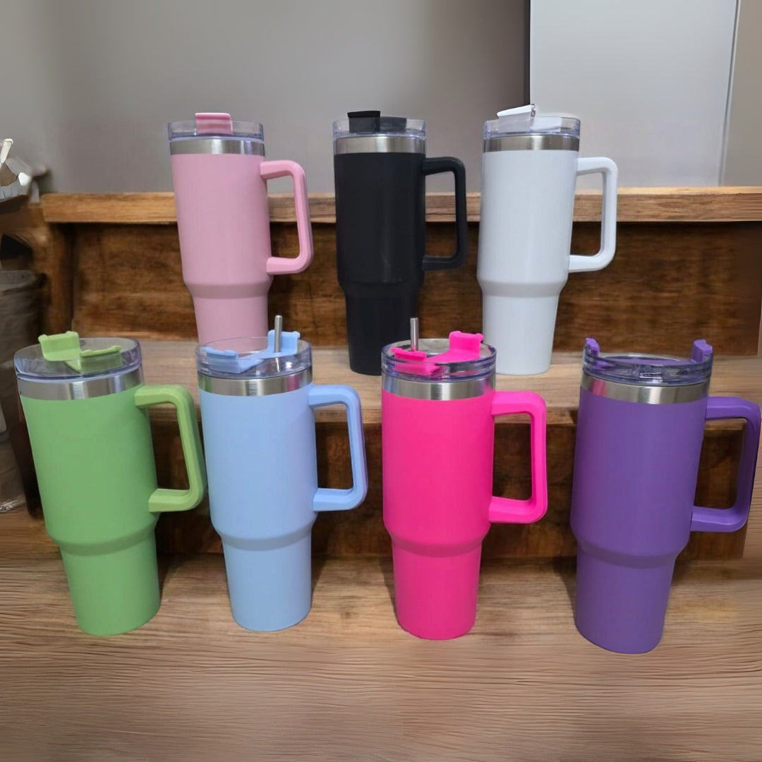 Stainless Steel Tumbler with Steel Straw – Leakproof & Stylish 1200ml