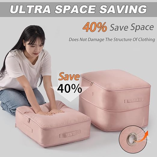 Space Saving Self Compression Organizer, Portable Heavy Duty Moving Bags, Compression Packing Cubes for Travel, Expandable Organizer Bags for Comforters,Blankets,Bedding