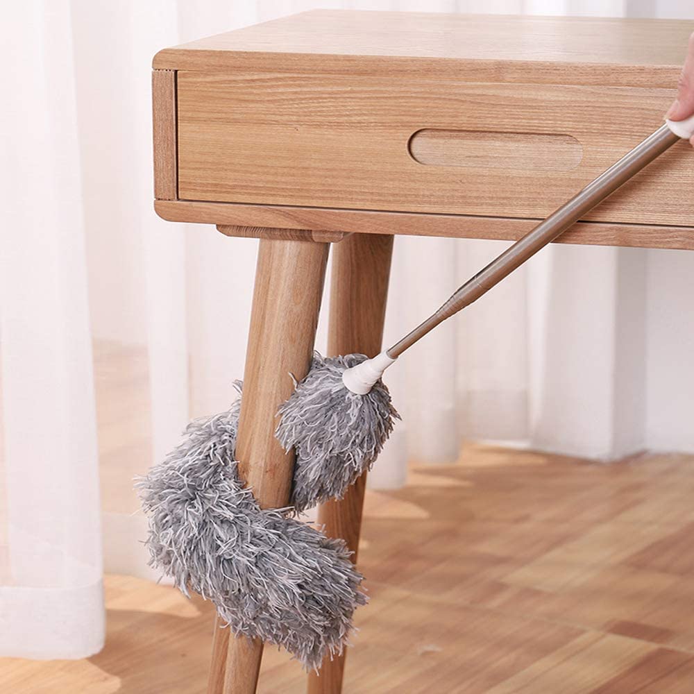 Microfiber Feather Duster Bendable & Extendable Fan Cleaning Brush with 100 inches Expandable Pole Handle Washable Mop for High Ceiling Fans,Window Blinds, Furniture (Standard)