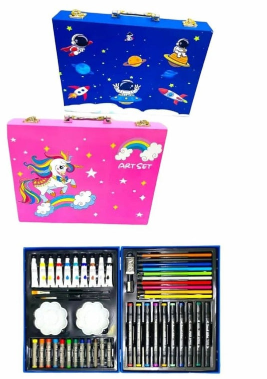 Unicorn Art & Craft Painting Box, Big Coloring Suitcase Multiple 66 Color Kit, Professional Drawing Water Color Pencils, Oil Pastel, Sketches & Acrylic Paint Brush for Girls and Boys
