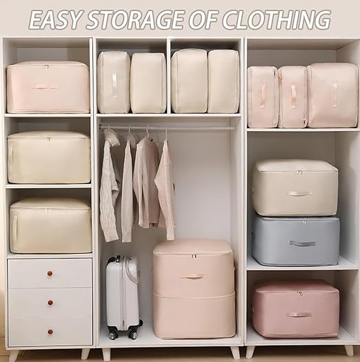 Space Saving Self Compression Organizer, Portable Heavy Duty Moving Bags, Compression Packing Cubes for Travel, Expandable Organizer Bags for Comforters,Blankets,Bedding