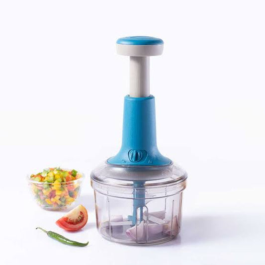 Manual Hand Press Push Chopper 1000 ML with 6 Blades for Effortless Chopping, Vegetables & Fruits Chopper Mixer Cutter to Cut Onion, Salad, Tomato, Potato – Handy Push Choppers, Kitchen Tool