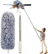 Microfiber Feather Duster Bendable & Extendable Fan Cleaning Brush with 100 inches Expandable Pole Handle Washable Mop for High Ceiling Fans,Window Blinds, Furniture (Standard)