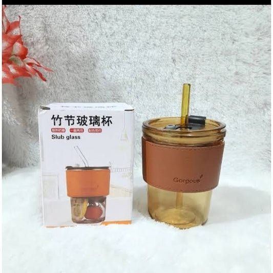 Travel Glass Tumblem With Straw