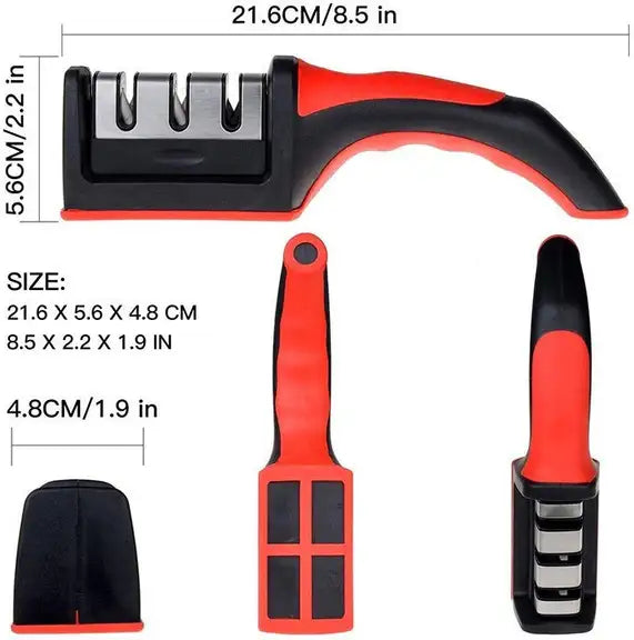 3 in 1 Knife Sharpener Manual Kitchenware Gadgets Sharpening Tool for all Knives Knife Sharpening Steel (Stainless Steel, Plastic)