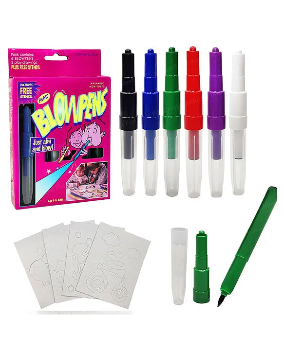 Magical Coloring Spray Blow Pens for Kids Pack of 6
