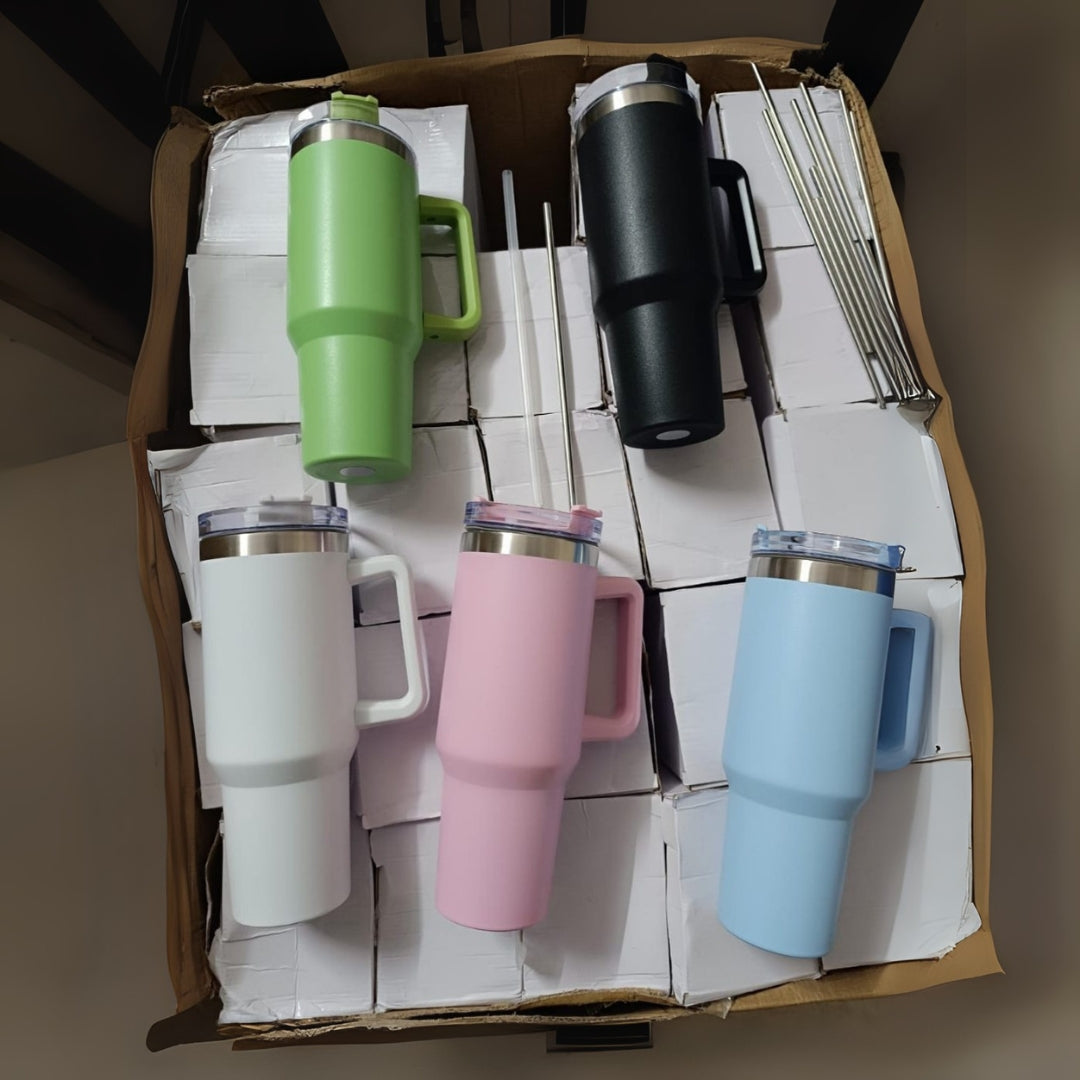 Stainless Steel Tumbler with Steel Straw – Leakproof & Stylish 1200ml