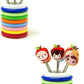 Colourful Ring Style Stainless Steel Fruit Fork Stand with 8 Cartoon Shape Suitable for Fruit-Salad, Multi Color