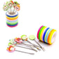 Colourful Ring Style Stainless Steel Fruit Fork Stand with 8 Cartoon Shape Suitable for Fruit-Salad, Multi Color