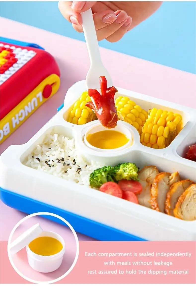 Building Block Lunch Box DIY Your Own Pattern Leak Proof Bento Box 1100ml Capacity 500Pcs Bricks Easy to Open School Lunch Box