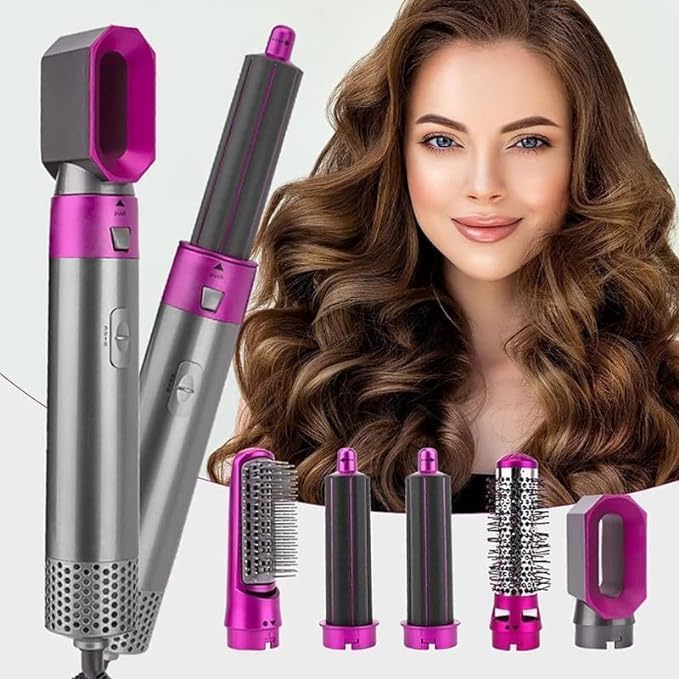 5-in-1 Hair Dryer Brush |Multifunctional Hot Air Styler |Detachable Brush for Drying, Curling & Straightening, All Hair Types with Auto-Curl Function