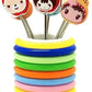 Colourful Ring Style Stainless Steel Fruit Fork Stand with 8 Cartoon Shape Suitable for Fruit-Salad, Multi Color