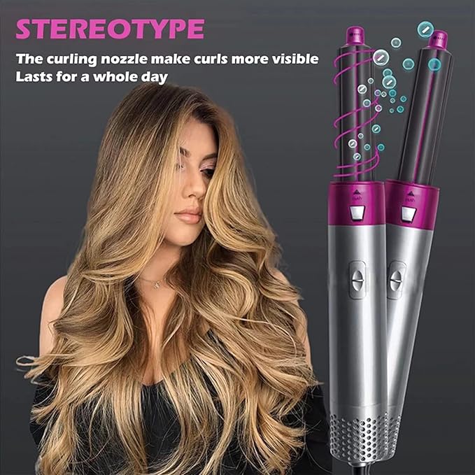 5-in-1 Hair Dryer Brush |Multifunctional Hot Air Styler |Detachable Brush for Drying, Curling & Straightening, All Hair Types with Auto-Curl Function
