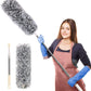 Microfiber Feather Duster Bendable & Extendable Fan Cleaning Brush with 100 inches Expandable Pole Handle Washable Mop for High Ceiling Fans,Window Blinds, Furniture (Standard)