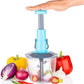 Manual Hand Press Push Chopper 1000 ML with 6 Blades for Effortless Chopping, Vegetables & Fruits Chopper Mixer Cutter to Cut Onion, Salad, Tomato, Potato – Handy Push Choppers, Kitchen Tool