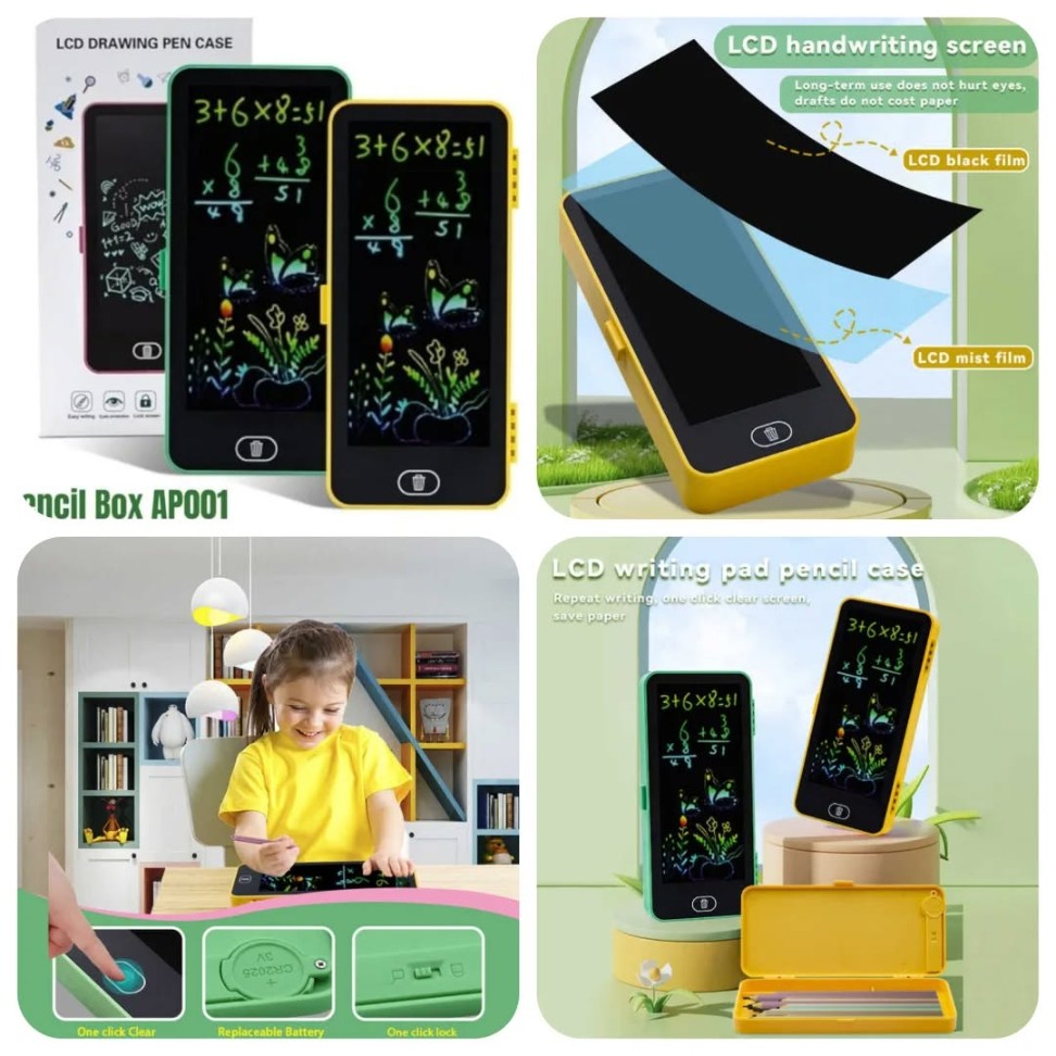 Multi-Functional LCD Drawing Tablet Pencil/Compass Box